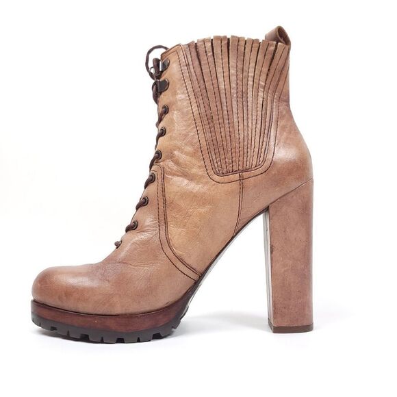 Vince Camuto Signature Hansel Tan Patina Heeled Lace Up Boots Women's 8.5 Brown - Picture 3 of 10